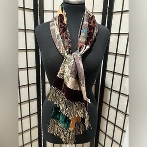 Jacqueline Ferrar Rich Brown Textured SILK BLEND SCARF: 10X 52